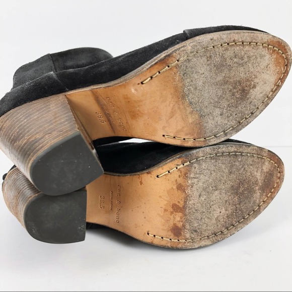 RAG & BONE Shoes Womens 38.5 Black Ashby Suede Leather Ankle bootie Boot 8.5 - Picture 8 of 10